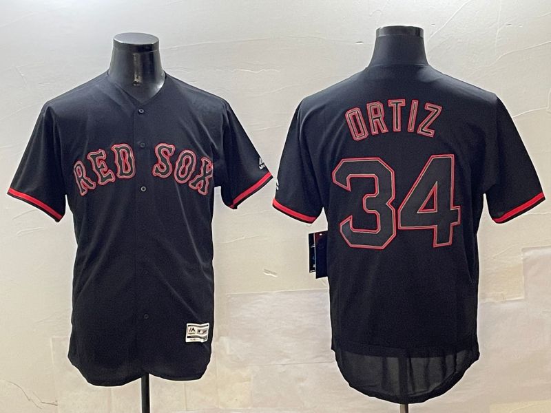 Men Boston Red Sox #34 Ortiz Black Fashion Elite 2025 Nike MLB Jersey style 1
